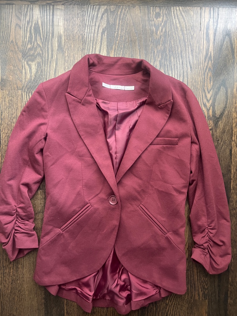 Nwot Vintage Y2k Gibson Women’s Burgundy Blazer Jacket Classic Single-Button | S
